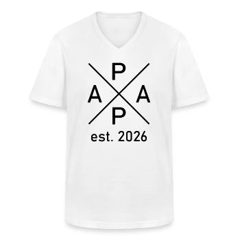 Papa est. 2026 - Männer-T-Shirt mit V-Ausschnitt - Weiß - Vorne - AI Model Male 185 light (185cm)