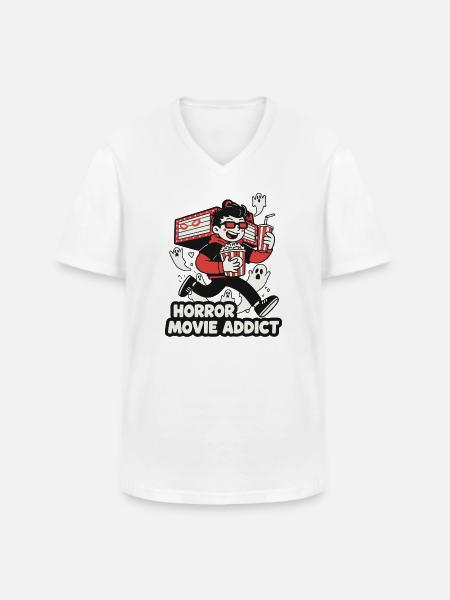 Horror Movie Addicted Moviegoer - Men's V-Neck T-Shirt - white