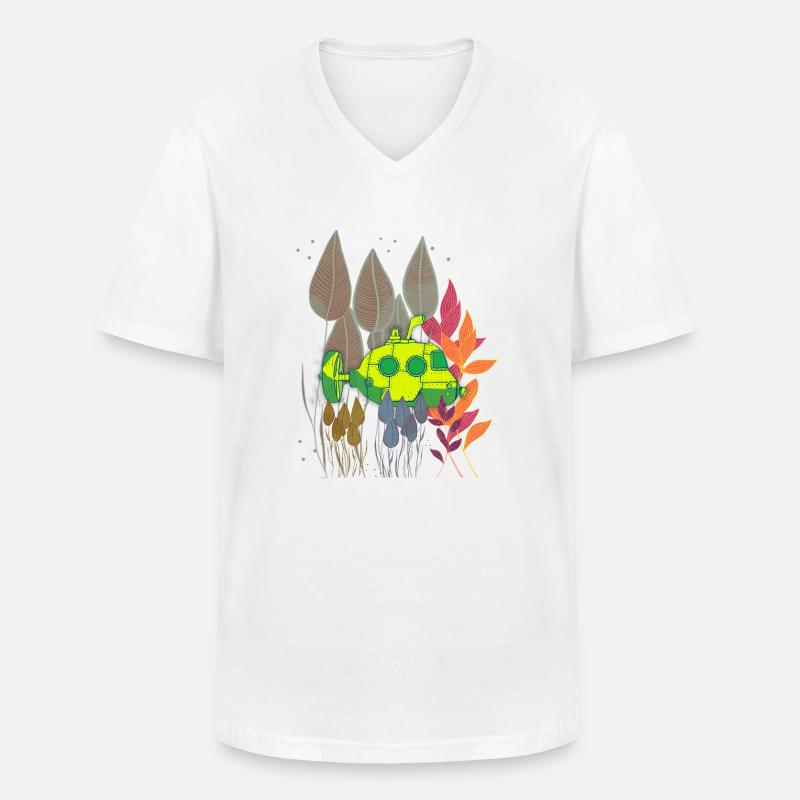 Neon-U-Boot im farbenfrohen Laub - Männer-T-Shirt mit V-Ausschnitt - Weiß