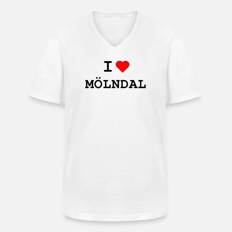 Ich liebe Mölndal - I love Mölndal  - Männer-T-Shirt mit V-Ausschnitt - Weiß