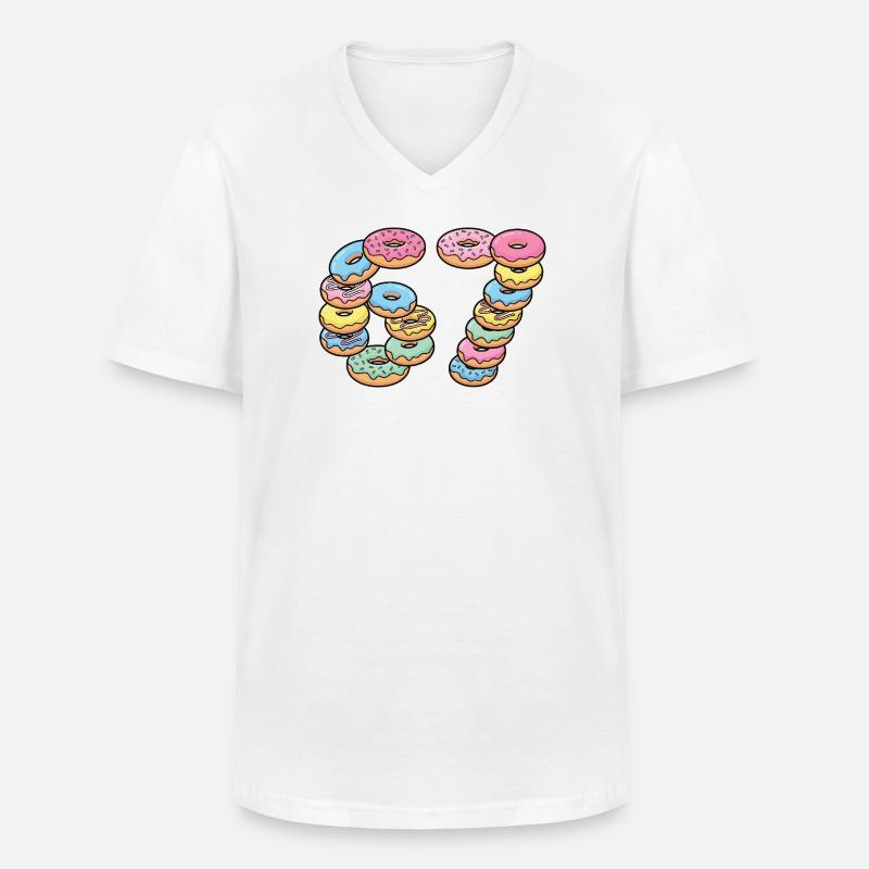 Pastel Donut Stack 67 Muster - Männer-T-Shirt mit V-Ausschnitt - Weiß