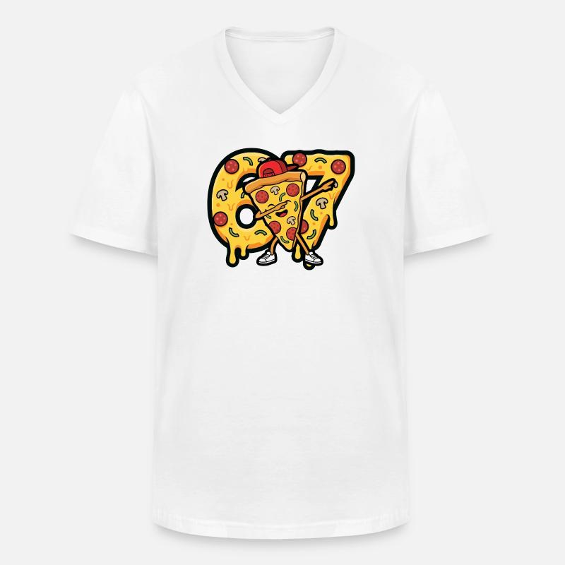 Pizza Dabbing 67 Slice Hugger - Männer-T-Shirt mit V-Ausschnitt - Weiß