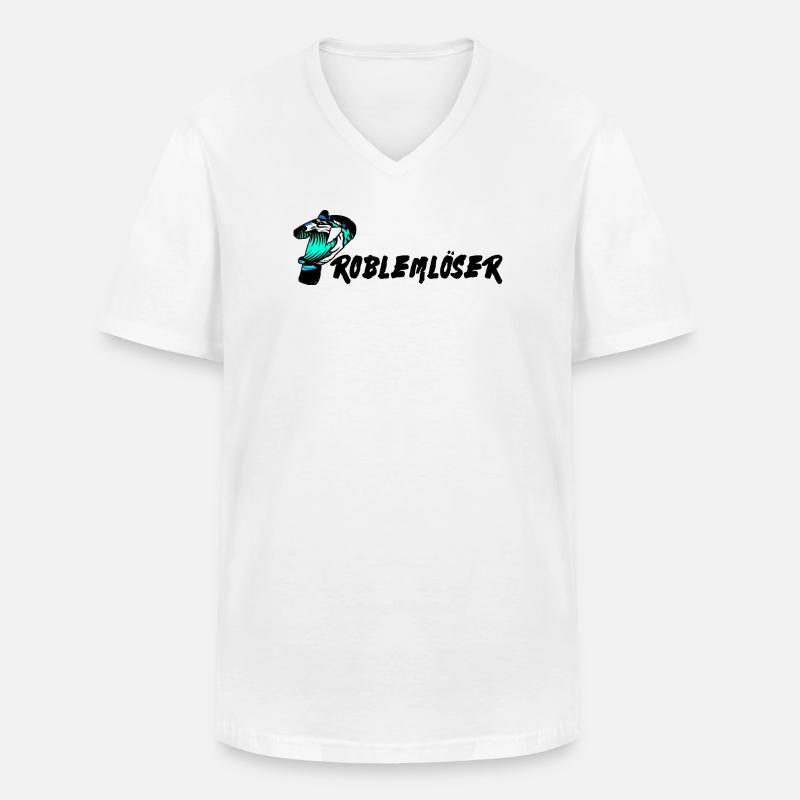 Problem problemlöser text - Männer-T-Shirt mit V-Ausschnitt - Weiß