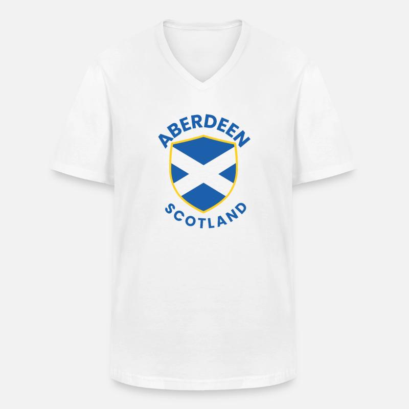 Aberdeen Scottish Shield Emblem - Männer-T-Shirt mit V-Ausschnitt - Weiß