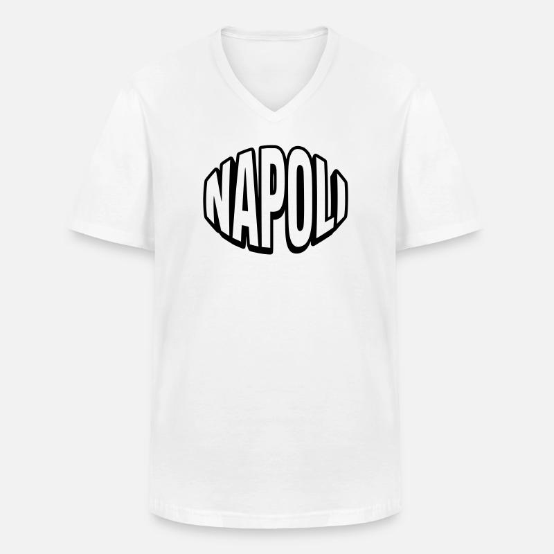 Napoli runde Typografie - Männer-T-Shirt mit V-Ausschnitt - Weiß