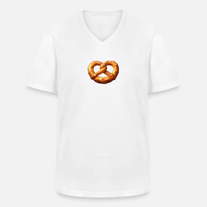 Low Poly Orange Polygonale Brezel - Männer-T-Shirt mit V-Ausschnitt - Weiß
