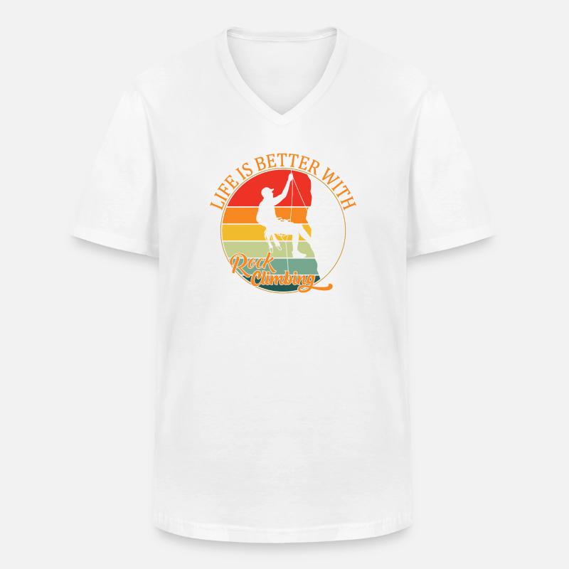 Das Leben ist besser mit Klettern - Männer-T-Shirt mit V-Ausschnitt - Weiß
