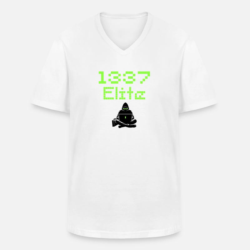 1337 Elite Hacker Squad, Leet Hacker - Männer-T-Shirt mit V-Ausschnitt - Weiß