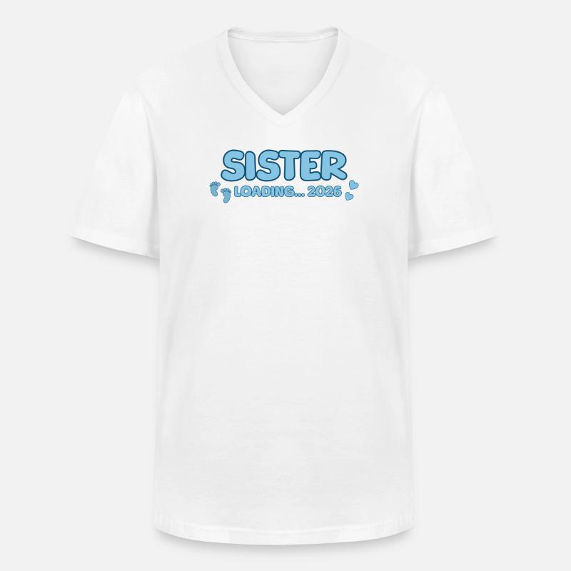 Sister Loading 2026 – Große Schwester - Männer-T-Shirt mit V-Ausschnitt - Weiß