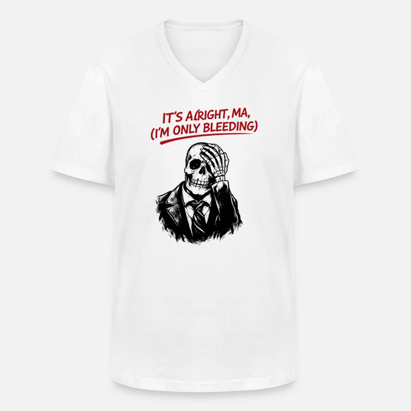 Skelett im Anzug mit rotem Text - Männer-T-Shirt mit V-Ausschnitt - Weiß
