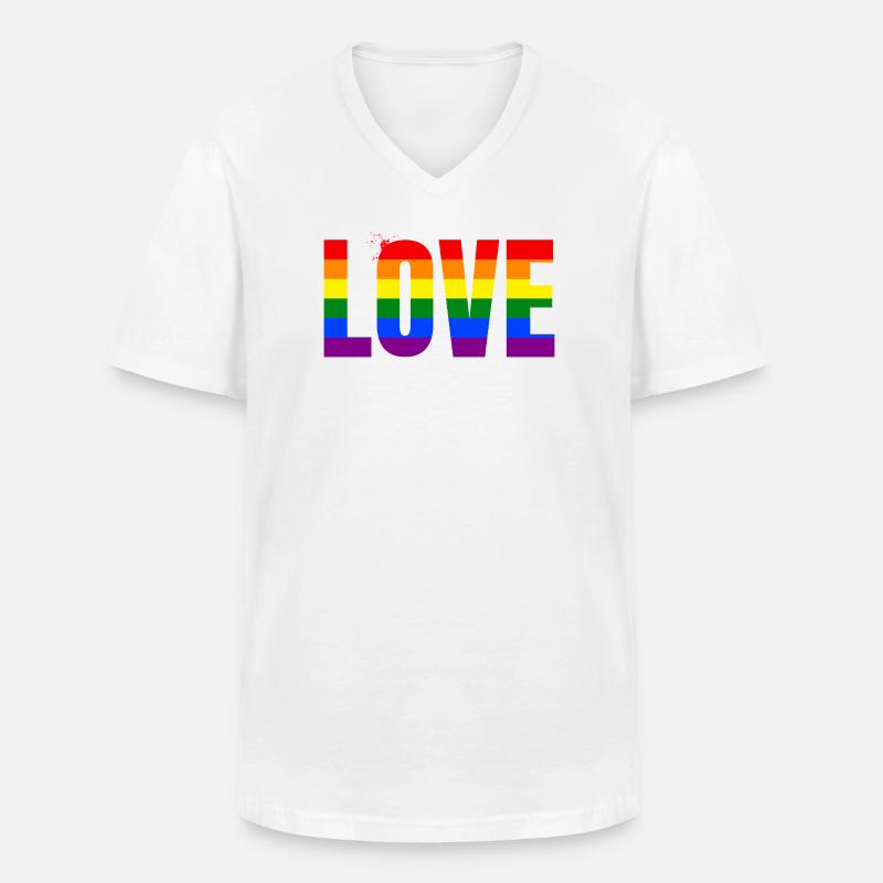 LOVE Rainbow Statement – Bold Equality Message - Männer-T-Shirt mit V-Ausschnitt - Weiß
