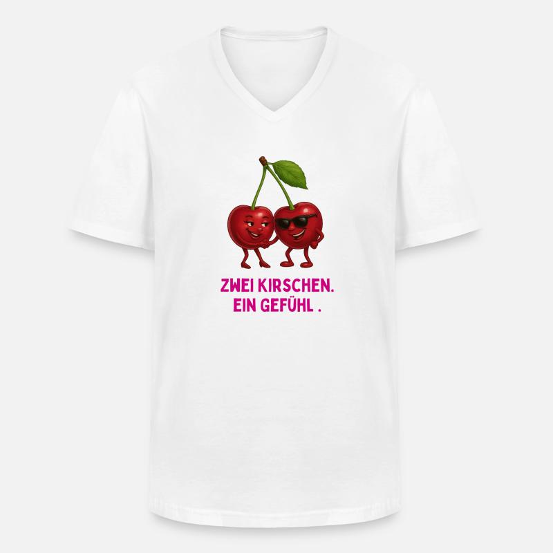 Zwei Kirschen, Ein Gefühl - Männer-T-Shirt mit V-Ausschnitt - Weiß