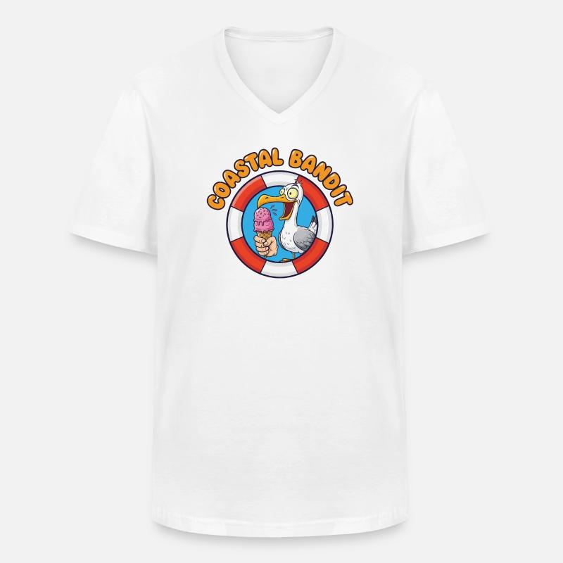 Küstenbandit Möwe Stiehlt Eis - Männer-T-Shirt mit V-Ausschnitt - Weiß
