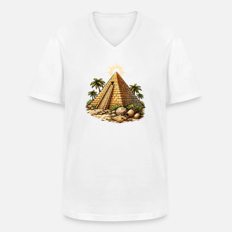 Pyramide Tempel - Männer-T-Shirt mit V-Ausschnitt - Weiß