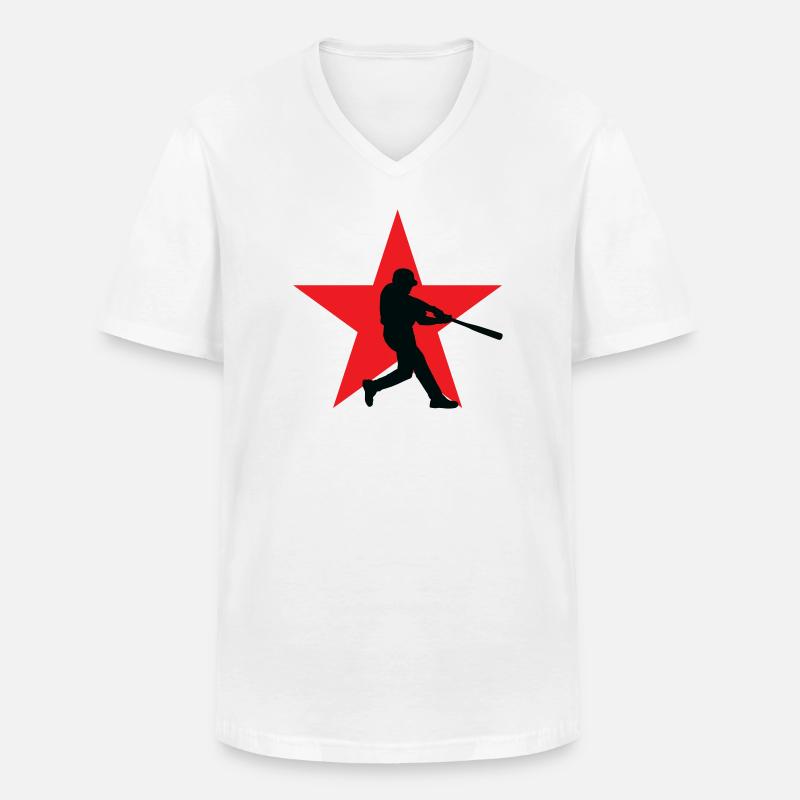 Baseball – Sport - Männer-T-Shirt mit V-Ausschnitt - Weiß
