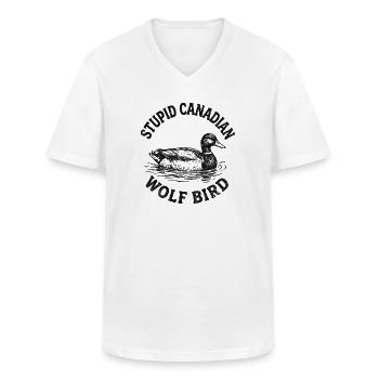 Stupid Canadian Wolf Bird  - Männer-T-Shirt mit V-Ausschnitt - Weiß - Vorne - AI Model Male 185 light (185cm)