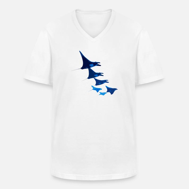 Manta Ray, Devil Ray, Stingray, Diver - Men's V-Neck T-Shirt - white