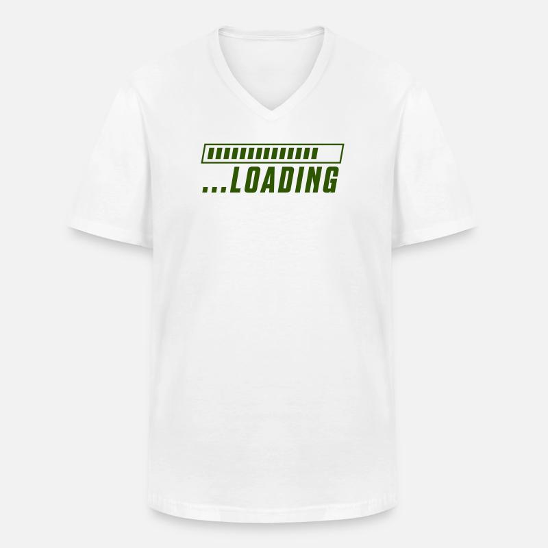 Loading - Männer-T-Shirt mit V-Ausschnitt - Weiß