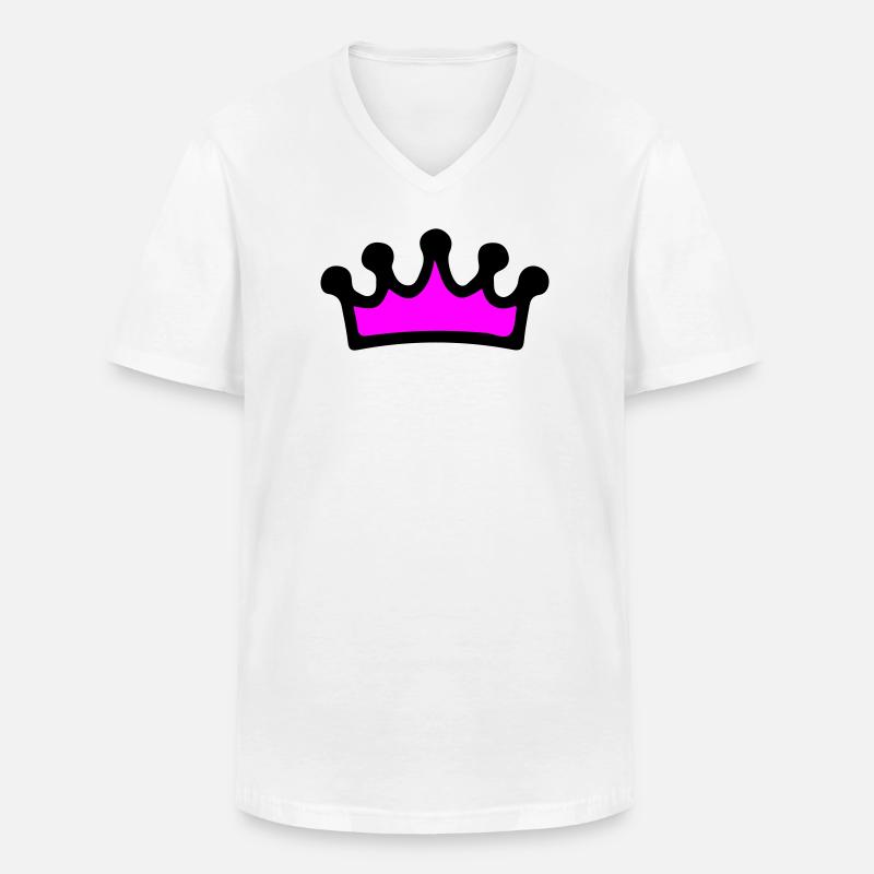 Krone Comic - Männer-T-Shirt mit V-Ausschnitt - Weiß