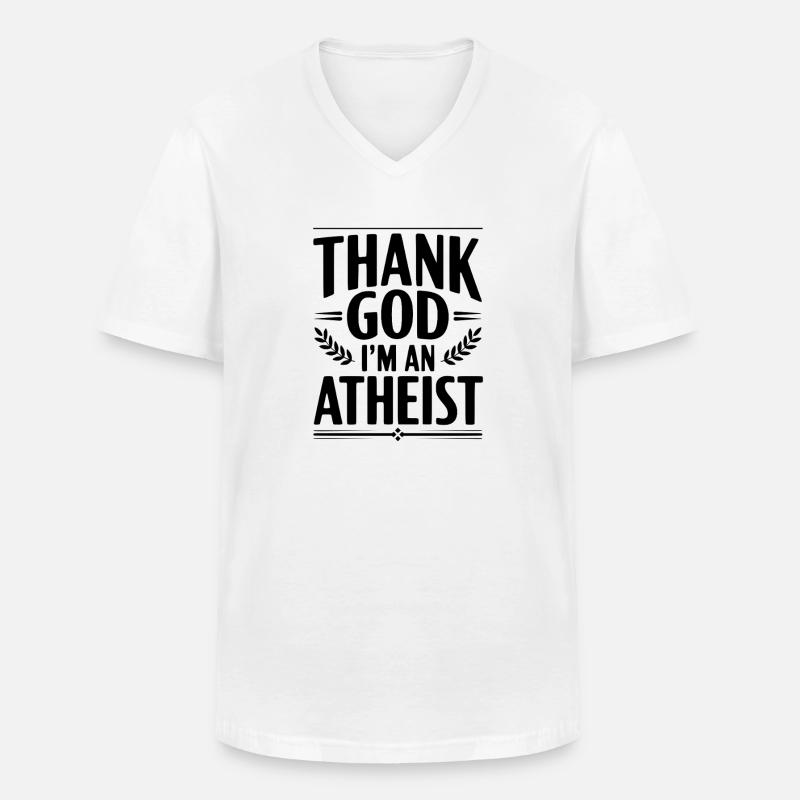 Gott sei Dank bin ich Atheist - Männer-T-Shirt mit V-Ausschnitt - Weiß