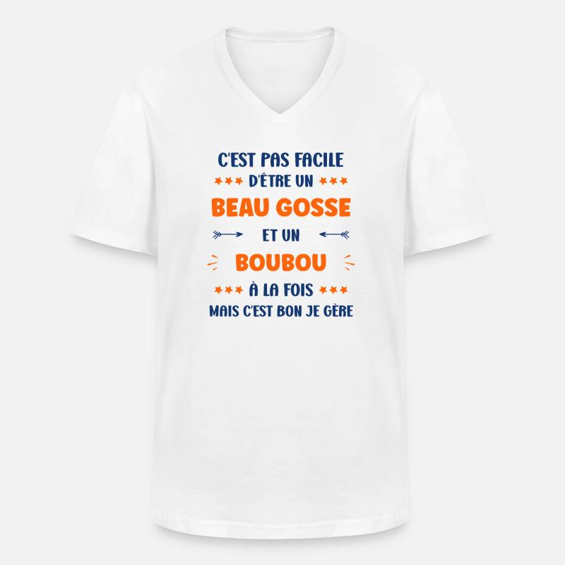 Boubou - Männer-T-Shirt mit V-Ausschnitt - Weiß