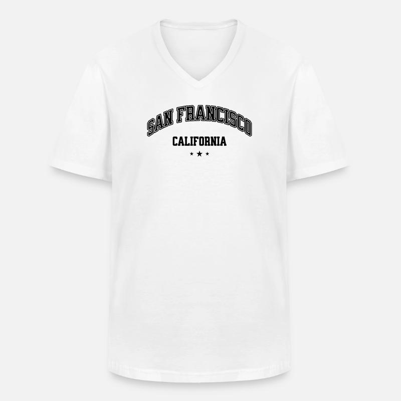 San Francisco Arch Text Tee - Männer-T-Shirt mit V-Ausschnitt - Weiß
