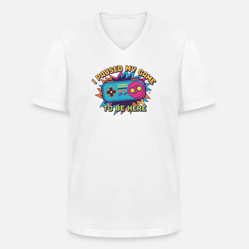 Retro Controller Meme Tee - Männer-T-Shirt mit V-Ausschnitt - Weiß
