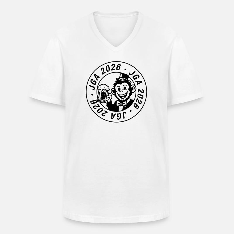 Junggesellenabschied 2026 Jga Affe - Männer-T-Shirt mit V-Ausschnitt - Weiß
