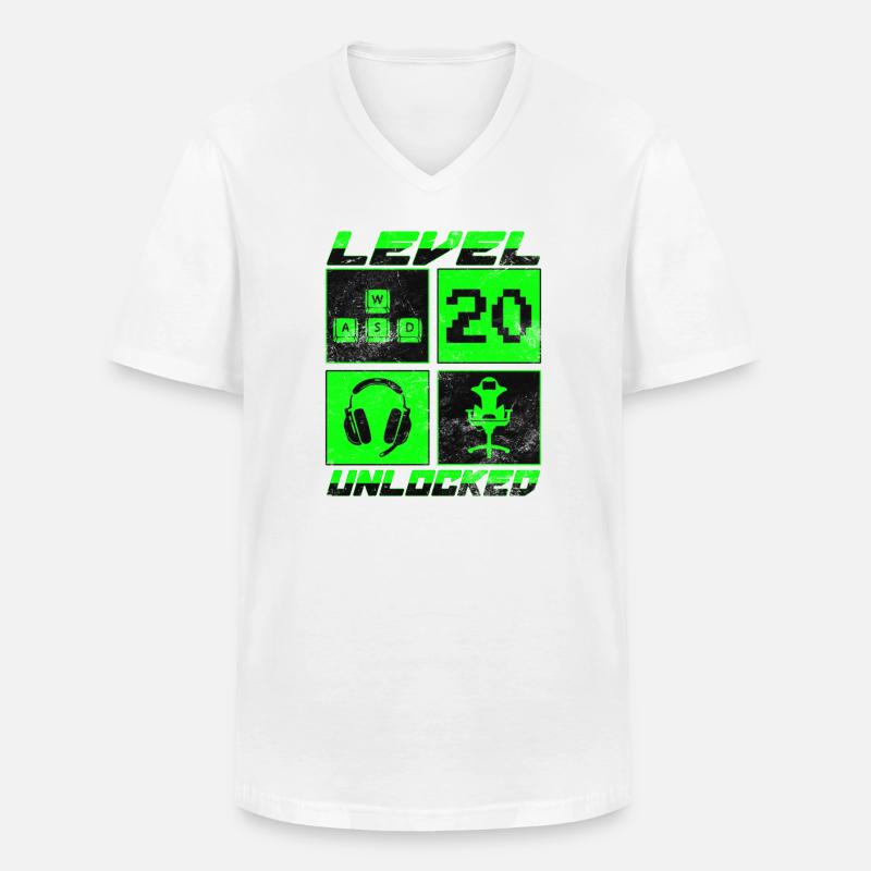 level 20 unlocked - Männer-T-Shirt mit V-Ausschnitt - Weiß