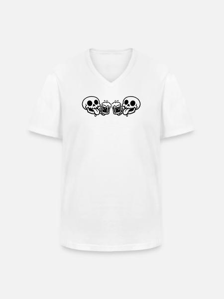 Skeleton Team Beer - Men's V-Neck T-Shirt - white