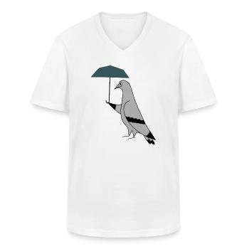 Pigeon with Umbrella – Urban Minimal Illustration - Männer-T-Shirt mit V-Ausschnitt - Weiß - Vorne - AI Model Male 185 light (185cm)