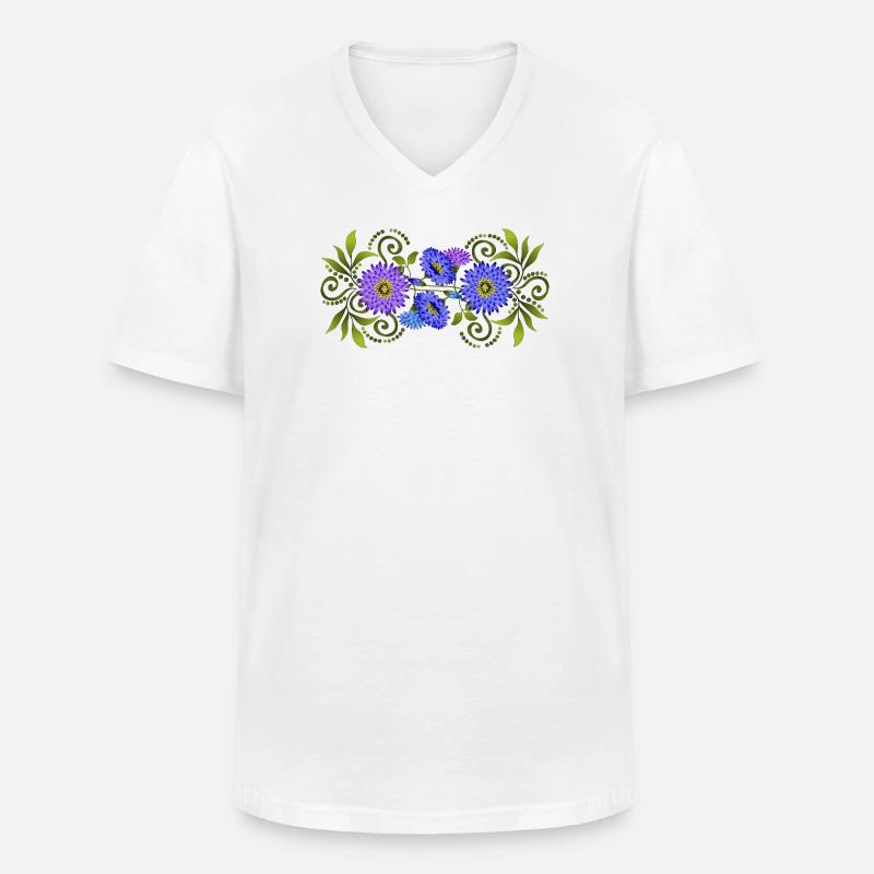 Blumen - Männer-T-Shirt mit V-Ausschnitt - Weiß