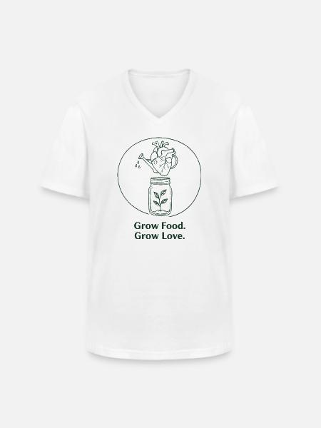 Ekologisk trädgårdsodling, hållbart jordbruk - T-shirt med V-ringning herr - vit