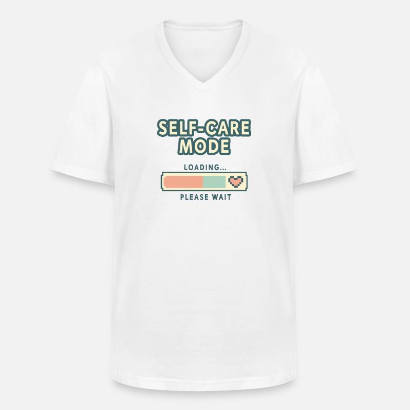 Self-Care Mode Loading - Retro Pixel Edition - Männer-T-Shirt mit V-Ausschnitt - Weiß