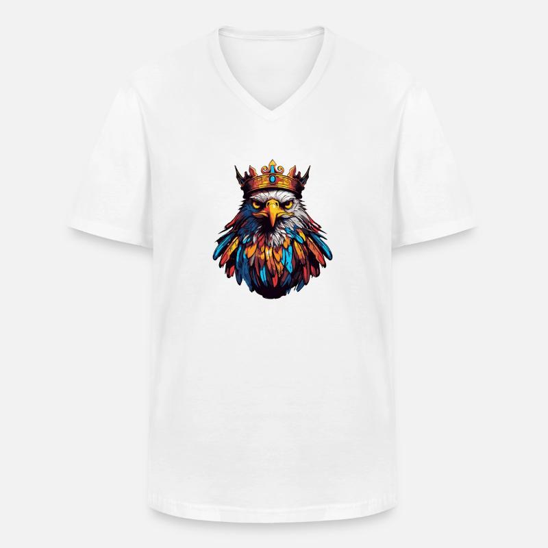 Adler Comic Krone - Männer-T-Shirt mit V-Ausschnitt - Weiß