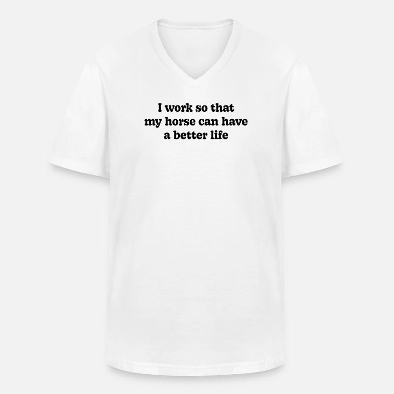 Pferd - Männer-T-Shirt mit V-Ausschnitt - Weiß