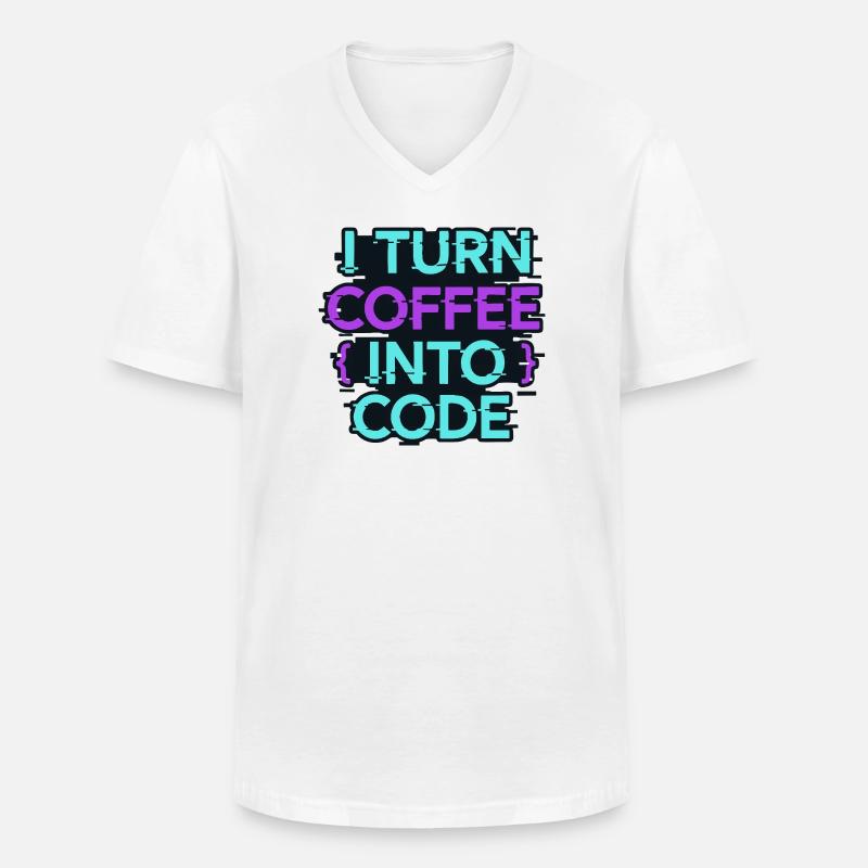 Ich verwandle Kaffee in Code - Männer-T-Shirt mit V-Ausschnitt - Weiß