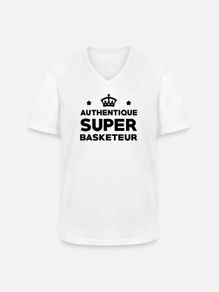 Super Basketteur - Basketball - T-shirt col V Homme - blanc