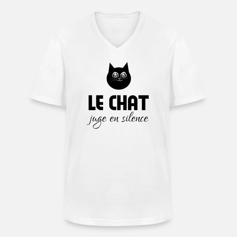 Die Katze urteilt schweigend - Männer-T-Shirt mit V-Ausschnitt - Weiß