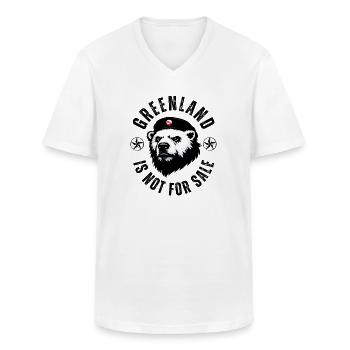 Greenland is not for Sale Funny Bear Design - Männer-T-Shirt mit V-Ausschnitt - Weiß - Vorne - AI Model Male 185 light (185cm)