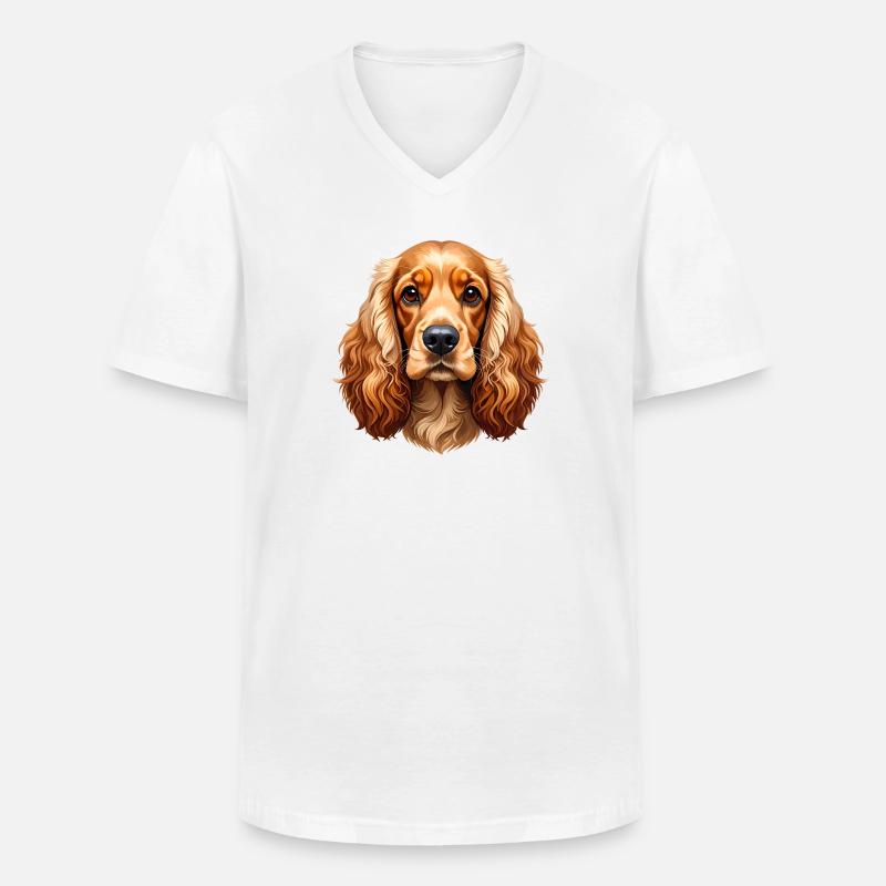 Cocker Spaniel - Männer-T-Shirt mit V-Ausschnitt - Weiß