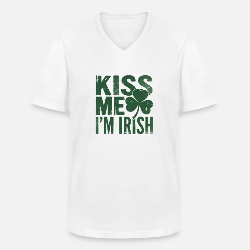 Küss mich, ich bin Irish Shamrock - Männer-T-Shirt mit V-Ausschnitt - Weiß