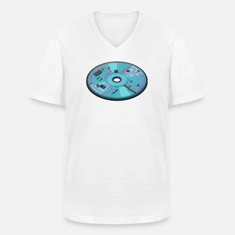 Digitale Zukunft Computer 90er Retro Design - Männer-T-Shirt mit V-Ausschnitt - Weiß