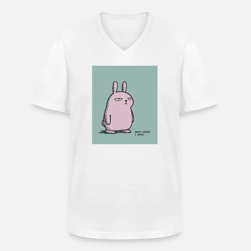 Happy Easter I Guess – Grumpy Bunny Easter Design - T-shirt col V Homme - blanc