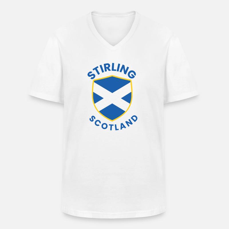 Stirling Scottish Shield-Design - Männer-T-Shirt mit V-Ausschnitt - Weiß