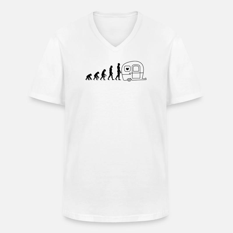 EVOLUTION CAMPING! WOHNMOBIL VANLIFE - Männer-T-Shirt mit V-Ausschnitt - Weiß