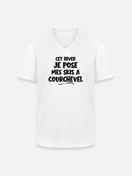 Skigebieten, Skifahrer, Courchevel - Männer-T-Shirt mit V-Ausschnitt - Weiß