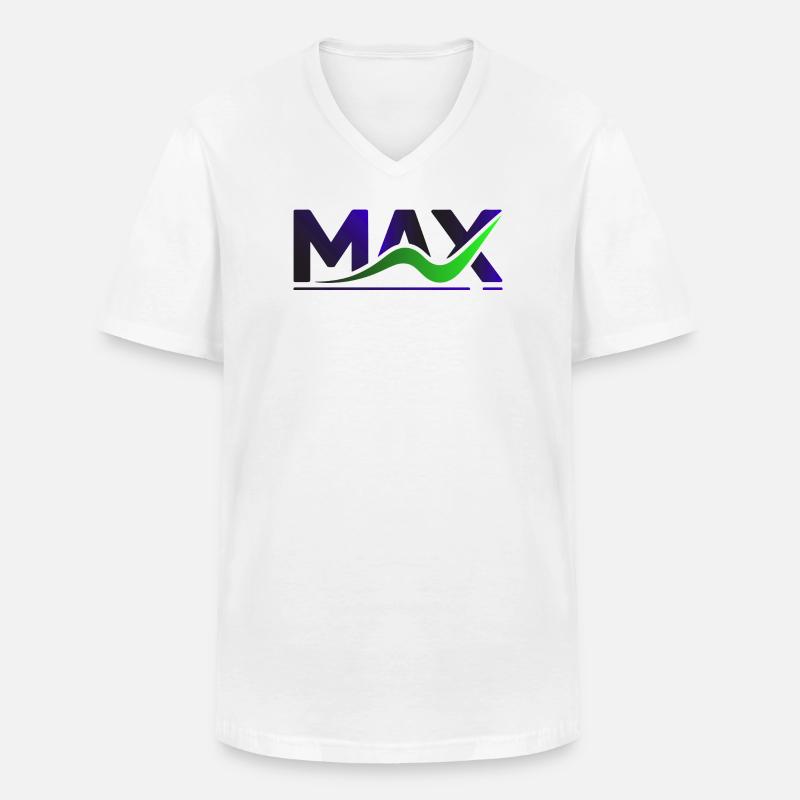MAX Wave Gradient Logo Tee - Männer-T-Shirt mit V-Ausschnitt - Weiß