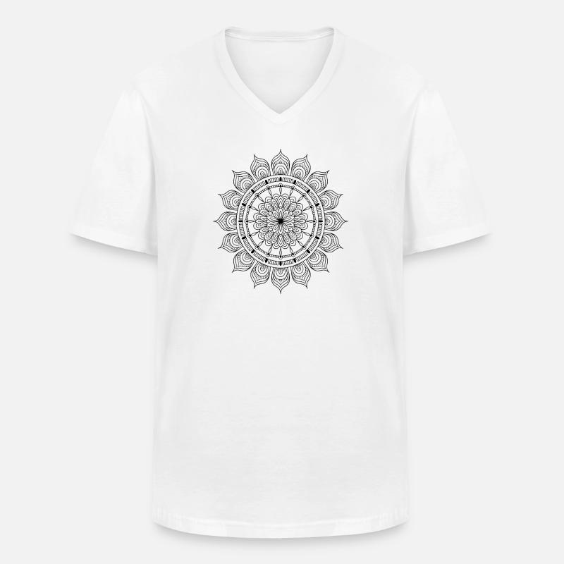 Mandala - Maglietta da uomo classica con scollo a V - bianco