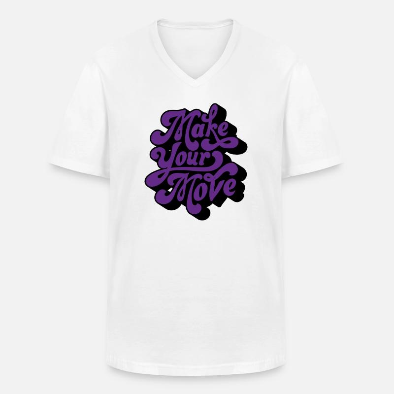 Make Your Move Retro-Skript - Männer-T-Shirt mit V-Ausschnitt - Weiß